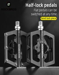 ROCKBROS Bike Pedals 2 In 1 With Cleat For SPD System MTB Road Aluminium Antislip Sealed High Speed Bearing Lock Accessories1282218