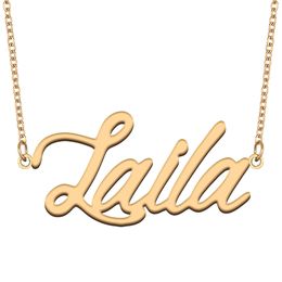 Laila name necklaces pendant Custom Personalised for women girls children best friends Mothers Gifts 18k gold plated Stainless steel