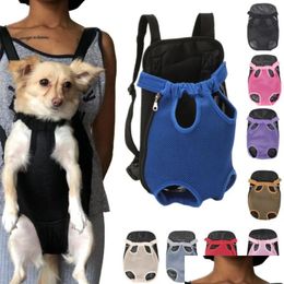 Dog Carrier Carriers Pet Backpack Adjustable Front Breathable Mesh Material Legs Out Easyfit Travel Drop Delivery Home Garden Supplie Dhp4G