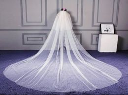 Handmade 2Tier Face Cover Wedding Veil Cut Edge 2Layer Romantic Long Bridal Veil Cathedral Length 3 Metres Soft Tulle For Bride 2085138