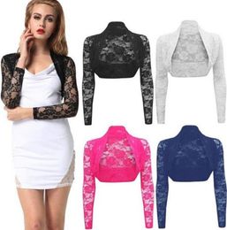 Womens Jackets Autumn Spring Female Jacket Ladies Long Sleeve Cropped Shrug Black Coat Fashion Lace Bolero Plus Size Coats Nljn 965909752