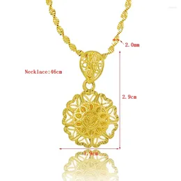 Pendants Exquisite 24k Yellow Gold Necklace Flower Pendant For Women Wedding Engagement Fashion Party Jewellery Gifts Wholesale