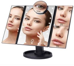 22 Lights LED Touch Sn Makeup Mirror Table Make up 1X2X3X/10X Magnifying Mirror Vanity magnifier sn 3 Folding led9003995