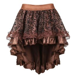 skirt Sexy Steampunk Lace Floral Skirt Women Asymmetrica High Low Ruffles Skirts Victorian Burlesque Corsets Skirt Clubwear Plus S6XL