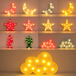 Night Lights LED 3D Cute Clouds Moon Stars Kids Gift Toys Baby Bedroom Toilet Home Ambiance Decorative Lamps