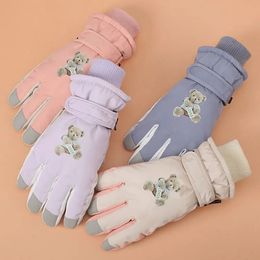 Antislip Warm Women Ski Gloves Fingers Open Thick Windproof Riding Waterproof Winter Autumn Full Finger 240226