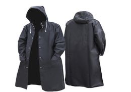 Men039s Trench Coats Black Fashion Adult Waterproof Long Raincoat Women Men Rain coat Hooded For Outdoor Hiking Travel Fishing 6013290