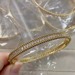 V Bracelet Full Diamond Bead Edge Pure Silver Bracelet for Women Plated with 18K Rose Gold Mosang Diamond Light Luxury Bracelet Unique Fashion Bead Bracelet