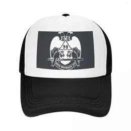 Berets 32nd Degree Deus Meumque Jus Scottish Rite Masonic Stretchy Trucker Hat Mesh Baseball Cap Closure Hats For Men Women