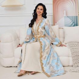 Ethnic Clothing Moroccan Caftan 2 Pieces Set Muslim Dubai Abaya Kaftan For Wedding Women's 2024 Flower Pattern Museum Long Dress
