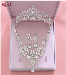 Fashion Crystal Bridal Jewellery Sets Wedding Crown Earrings Necklace Wedding Hair Accessories Women Prom Bride Tiara Crowns7811864