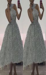 Halter Sequined Beaded High Low Graduation Dresses Short Prom Dress Evening Dresses Blingbling Party Gowns Occasion Dress vestido 5810083