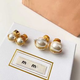 Stud M brand letters designer earrings stud for women retro vintage luxury pearl round ball double side wear Chinese earring earings ear rings Jewellery 240306