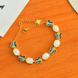 925 Hetian Jade Butterfly Shape Blue-gold Pure Silver Certified Bracelets for Women Chains Original Jewelry Bracelet Sterling 240226