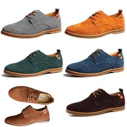 New men's casual shoes 45 suede leather shoes 46 47 large men's shoes lace up non-silp black 39