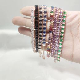 Link Bracelets JanYee Selling Arrival Colourful Rhinestone Bracelet For Women Shine Luxury Zircon Adjustable Jewellery Drop B22001