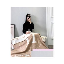 Blankets Luxury Designer Letter Cashmere Soft Wool Scarf Shawl Portable Warm Sofa Bed Fleece Knitted Throw Blanket Wholesale Drop De Dhxgn