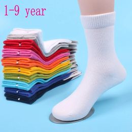 20 Pieces=10 Pairs Children Socks Spring Autumn Cotton High Quality Candy Colours Girls Socks With Boys Socks 1-9 Year Kids Socks 240226