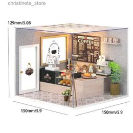 Architecture/DIY House Coffee shop doll house mini DIY kit for making and assembling room models toys home and bedroom decorations with furniture wo