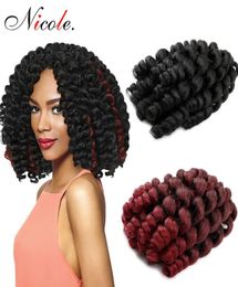 Nicole Hair 8Inch 20 strands Jumpy Wand Curl Jamaican Bounce Synthetic Braiding Hair Extension Crochet Braid Kanekalon Hair For Wo1636820