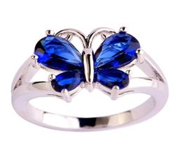 Wedding Rings Butterfly Zircon Ring Red Green Blue Pink Stone Bands Women Jewelry6943575