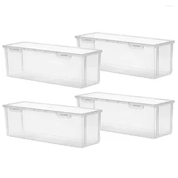 Storage Bottles 4 Pcs Transparent Hinge Kitchen Beans And Noodles Box Refrigerator Sealed Crisper Multi-purpose Food 4pcs Jar