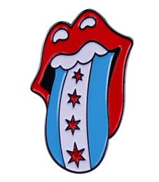 STONE Rolling Chicago Flag Rock Band Enamel Brooch Pin Brooches Lapel Pins Alloy Metal Badge Denim Jacket Jewelry Accessories4844686