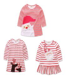 Baby girls Christmas deer Santa Claus dress cartoon Children stripe princess dresses Xmas kids costume C25733551906