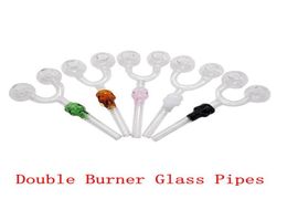 Double Burner Skull Glass Smoking Pipe ART Smoking Tube skull water pipe for hookah shisha oil rigs tobacco cigarettes hand pipes3226057