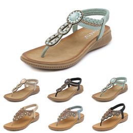 Women Bohemian Gladiator Sandals Wedge Slippers Sandal Womens Elastic Beach Shoes String Bead Color58 35 s