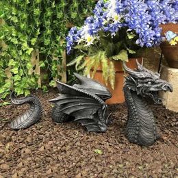 Decorative Objects Figurines Dragon Resin Ornaments Three-section Flying Dragon Statue Garden Decoration Resin Handicraft Decoration Vintage Home Decoration