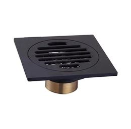 ROLYA Alba Black Square Solid Brass 100mm AntiOdor Floor Drain Cubix Shower Grates6275009