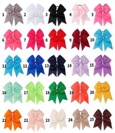 ncmama 25pcslot 7quot Solid Cheer Bows Colourful Elastic Hair Band Grosgrain Ponytail Cheer Hairbow For Kids Girls Hair Accessor8139111