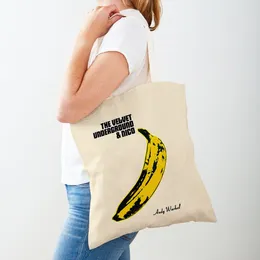 Shopping Bags Andy Warhol Space Moonwalk Banana Candy Tote Handbag Fashion Casual Retro Lady Bag Both Sided Women Shopper