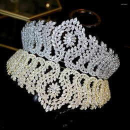 Hair Clips Luxury CZ Bridal Headwear Women Accessories Queen Crowns Diadem For Pageant Party Wedding Tiaras Crystal Jewellery