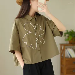 Women's Blouses 2024 Arrival Japanese Korea Style Embroidery Sweet Girl's Chic Summer Blouse Shirts Street Fashion Women Casual