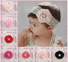 Baby Girls Pearl Lace Flower Headbands European Styles Kids hair bands headwear Children Hair Accessories Christmas boutique Party6156115