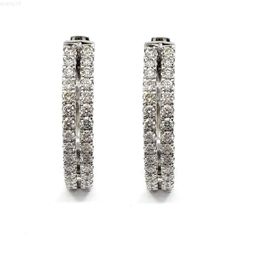 Casual Design Noble Design 18k Solid White Gold High Quality Diamond Jewellery Diamond Hoop Earrings for Women Wedding