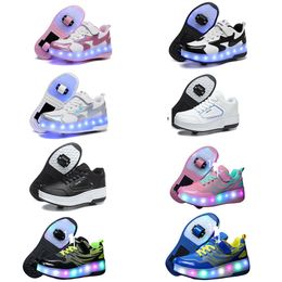 Children's violent walking shoes, boys and girls, adult explosive walking shoes, double wheeled flying shoes, lace shoes, and wheeled shoes, roller skates 34