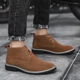 Boots 2024 Fashion Men's Comfortable Men Autumn Winter Outdoors Non-slip Lace-up Wear Resistant Male Ankle