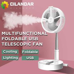 Fans 2023 New folding retractable portable usb mobile power humidifying spray illumination home office outdoor net red small fanL2403