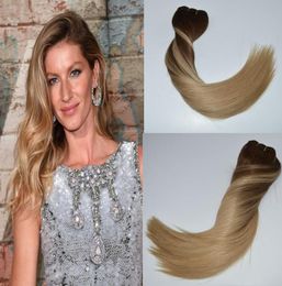 Ombre Human Hair Clip in Remi Hair Extensions Colour Medium Brown to Ash Blonde 4 Fading to 18 Silky Straight 14quot24quot 18657461