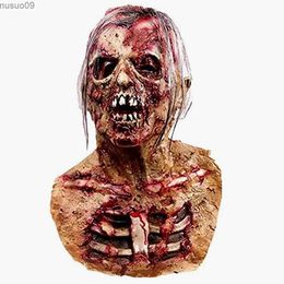 Designer Masks Scary Walking Dead Zombie Head Mask Latex Creepy Halloween Costume Horror Adult Halloween Decoration Props