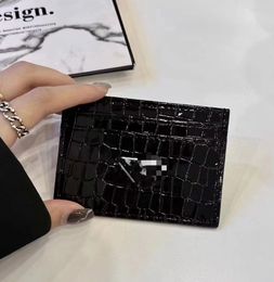 Simple Crocodile Pattern Card Holder Coin Purse Card Holder Multi-Card Manufacturer Direct Wholesale Bright Leather High Quality Phone Case Tide