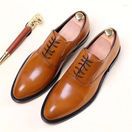 Dress Shoes Men's Leather Laces European Version Business Formal Man Make High-grade Marriage Large Work Wear