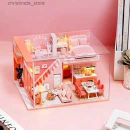 Architecture/DIY House DIY Dollhouse Wooden Doll Houses Miniature With Furniture Kit Casa Music Led Toys for Children Birthday Creative Gifts L029