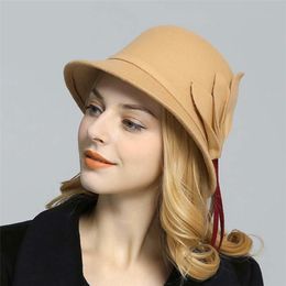 Fedora Hat Women Felt Hats Vintage Tassel Ladies Wool Fedora Hat Bucket Hats 6 Colours Sombrero Mujer 2020230G