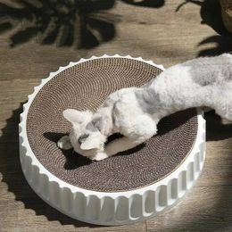 Round Cat Scratcher Pad Grinding Claws Cardboard Corrugated Paper Cats Scratching Board Kitten Scrapers Pet Furniture Supplies 240304