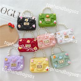 Childrens Bag Cute Girls One Shoulder Crossbody Bag Popular on The Internet Versatile Princess Style Pearl Change Bag Tide Diamond Handbags