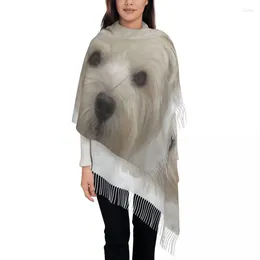 Ethnic Clothing Cute Westie Dog Scarf For Women Fashion Winter Wrap Shawl West Highland White Terrier Puppy Tassel Wraps